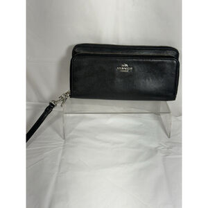 Coach 52103 Double Zip Wallet Wristlet Leather black